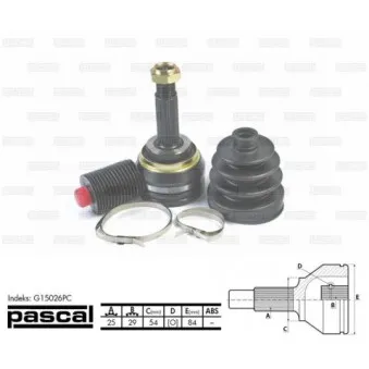 Embout de cardan avant (kit de réparation) PASCAL G15026PC