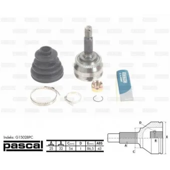 Embout de cardan avant (kit de réparation) PASCAL G15028PC