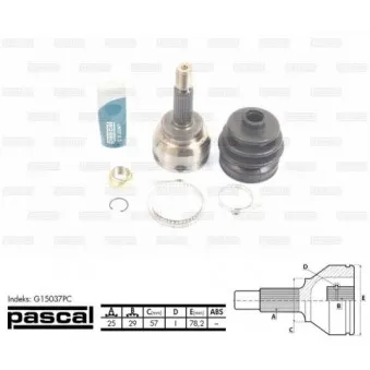 Embout de cardan avant (kit de réparation) PASCAL G15037PC