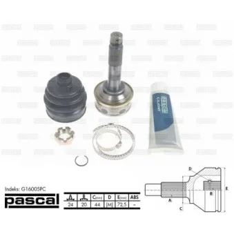 Embout de cardan avant (kit de réparation) PASCAL G16005PC