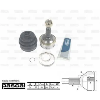 Embout de cardan avant (kit de réparation) PASCAL G16006PC