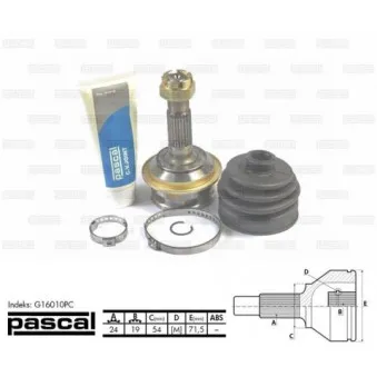 Embout de cardan avant (kit de réparation) PASCAL G16010PC