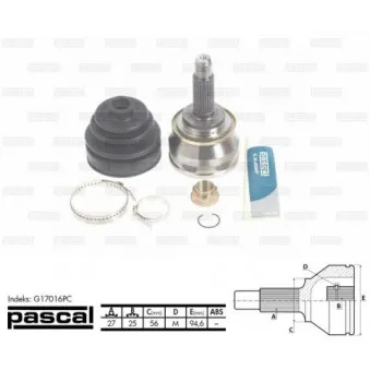 Embout de cardan avant (kit de réparation) PASCAL G17016PC