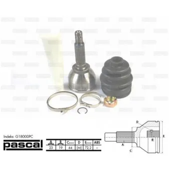 Embout de cardan avant (kit de réparation) PASCAL G18000PC