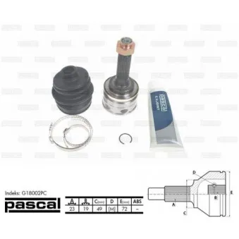 Embout de cardan avant (kit de réparation) PASCAL G18002PC