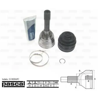 Embout de cardan avant (kit de réparation) PASCAL G18006PC