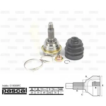 Embout de cardan avant (kit de réparation) PASCAL G18008PC