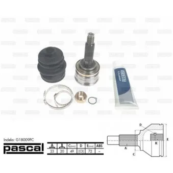 Embout de cardan avant (kit de réparation) PASCAL G18009PC