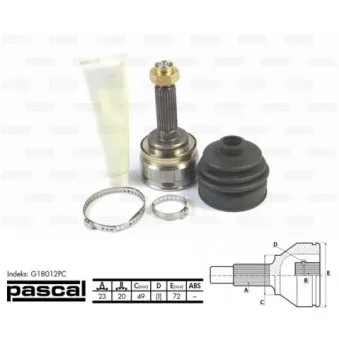 Embout de cardan avant (kit de réparation) PASCAL G18012PC