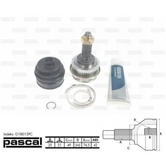 Embout de cardan avant (kit de réparation) PASCAL G18013PC