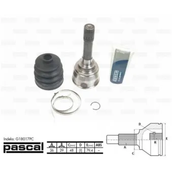 Embout de cardan avant (kit de réparation) PASCAL G18017PC