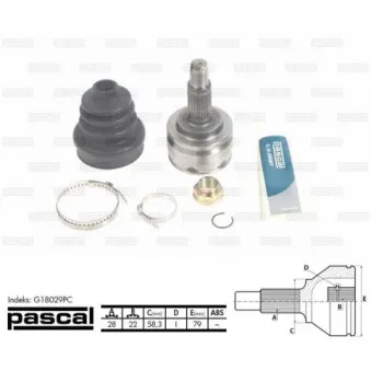 Embout de cardan avant (kit de réparation) PASCAL G18029PC