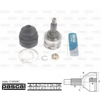 Embout de cardan avant (kit de réparation) PASCAL G18030PC