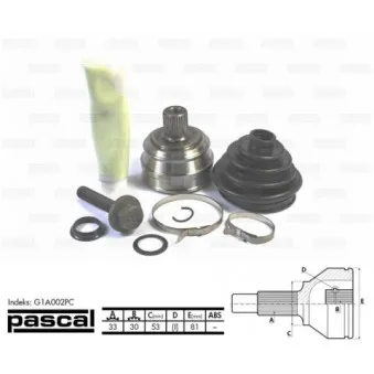Embout de cardan avant (kit de réparation) PASCAL G1A002PC