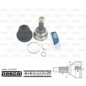 Embout de cardan avant (kit de réparation) PASCAL G1A010PC