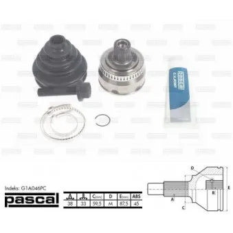 Embout de cardan avant (kit de réparation) PASCAL G1A046PC
