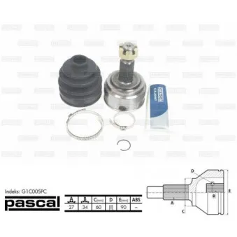 Embout de cardan avant (kit de réparation) PASCAL G1C005PC