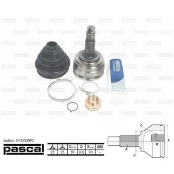 Embout de cardan avant (kit de réparation) PASCAL G1D005PC