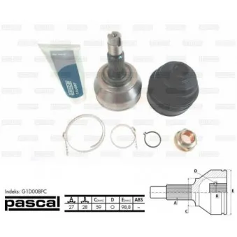 Embout de cardan avant (kit de réparation) PASCAL G1D008PC
