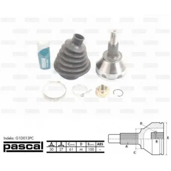 Embout de cardan avant (kit de réparation) PASCAL G1D013PC