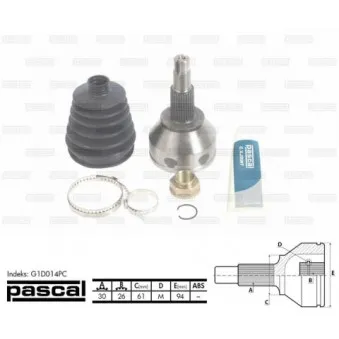 Embout de cardan avant (kit de réparation) PASCAL G1D014PC