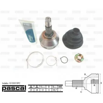 Embout de cardan avant (kit de réparation) PASCAL G1D015PC