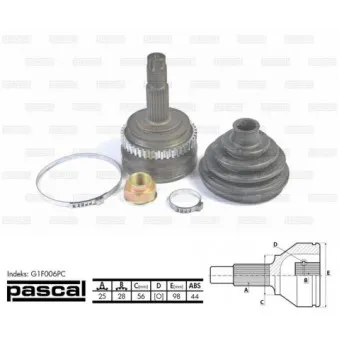 Embout de cardan avant (kit de réparation) PASCAL G1F006PC