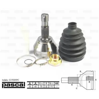 Embout de cardan avant (kit de réparation) PASCAL G1F009PC