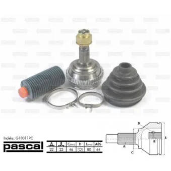 Embout de cardan avant (kit de réparation) PASCAL G1F011PC