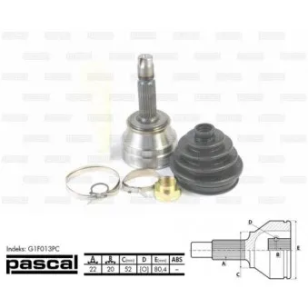 Embout de cardan avant (kit de réparation) PASCAL G1F013PC