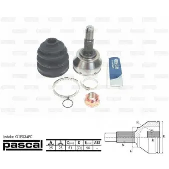 Embout de cardan avant (kit de réparation) PASCAL G1F034PC