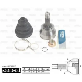 Embout de cardan avant (kit de réparation) PASCAL G1F059PC