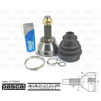 Embout de cardan avant (kit de réparation) PASCAL G1G006PC