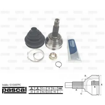 Embout de cardan avant (kit de réparation) PASCAL G1G007PC