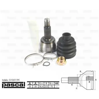 Embout de cardan avant (kit de réparation) PASCAL G1G011PC