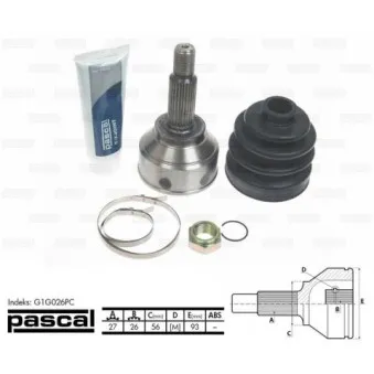 Embout de cardan avant (kit de réparation) PASCAL G1G026PC