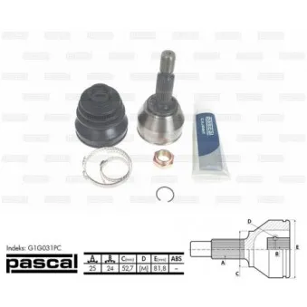 Embout de cardan avant (kit de réparation) PASCAL G1G031PC