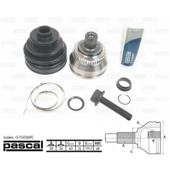 Embout de cardan avant (kit de réparation) PASCAL G1G036PC