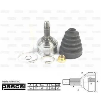 Embout de cardan avant (kit de réparation) PASCAL G1K017PC