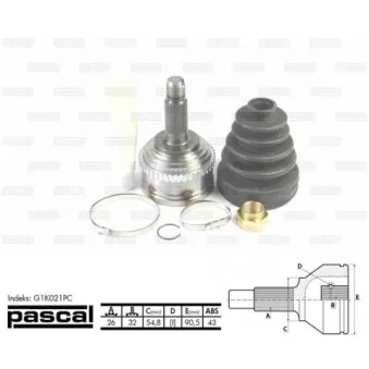 Embout de cardan avant (kit de réparation) PASCAL G1K021PC