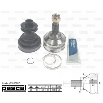 Embout de cardan avant (kit de réparation) PASCAL G1P008PC
