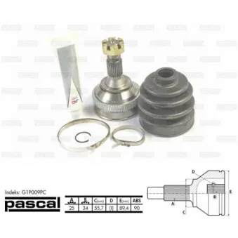 Embout de cardan avant (kit de réparation) PASCAL G1P009PC