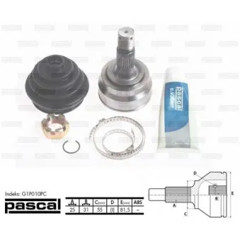Embout de cardan avant (kit de réparation) PASCAL G1P010PC
