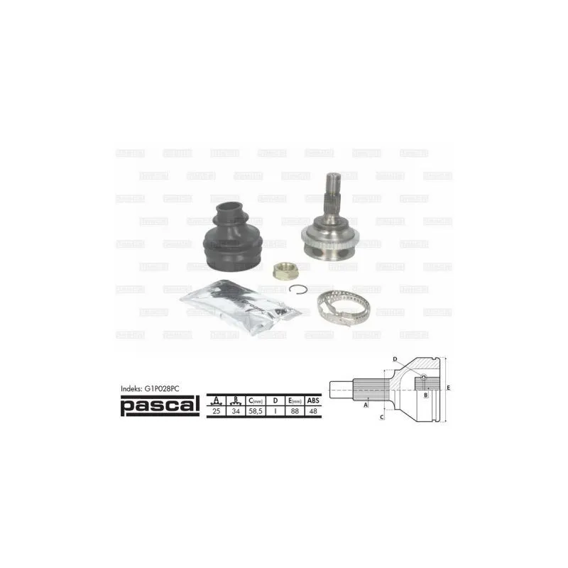 Embout de cardan avant (kit de réparation) PASCAL G1P028PC