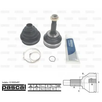 Embout de cardan avant (kit de réparation) PASCAL G1R004PC