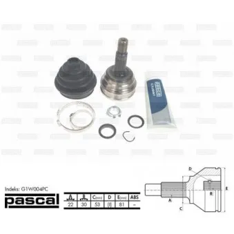 Embout de cardan avant (kit de réparation) PASCAL G1W004PC