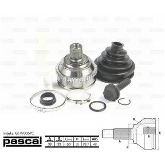 Embout de cardan avant (kit de réparation) PASCAL G1W006PC
