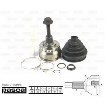 Embout de cardan avant (kit de réparation) PASCAL G1W008PC