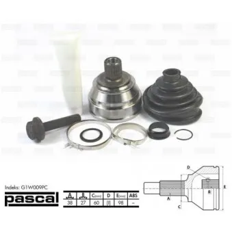 Embout de cardan avant (kit de réparation) PASCAL G1W009PC