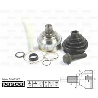 Embout de cardan avant (kit de réparation) PASCAL G1W010PC